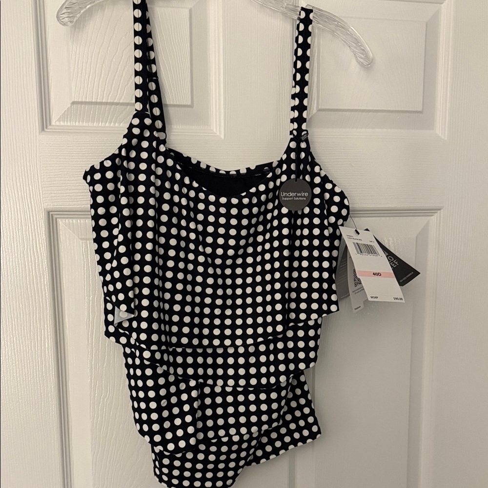 Coco Reef Black and White Polka Dot Swimsuit Top